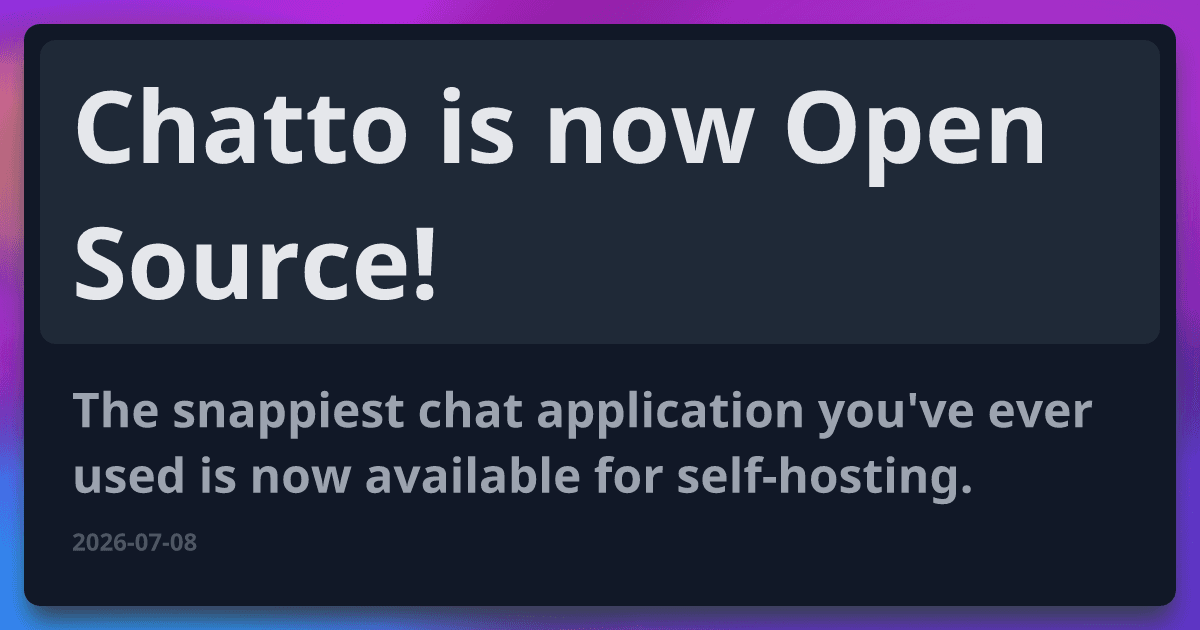 Chatto is now Open Source
