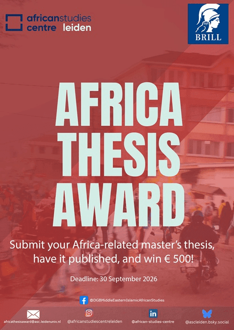 Applications Open for the 2026 Africa Thesis Award: Win €500 and Get Published