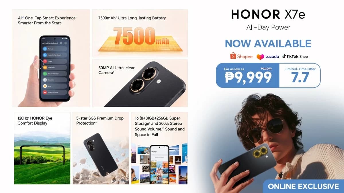 HONOR X7e launches on Shopee, Lazada, and TikTok Shop