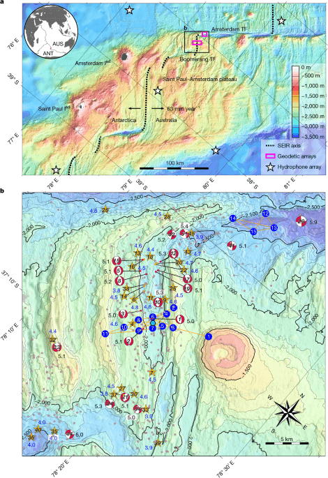 Anatomy of a seafloor spreading event captured by in situ seismogeodesy - Nature
