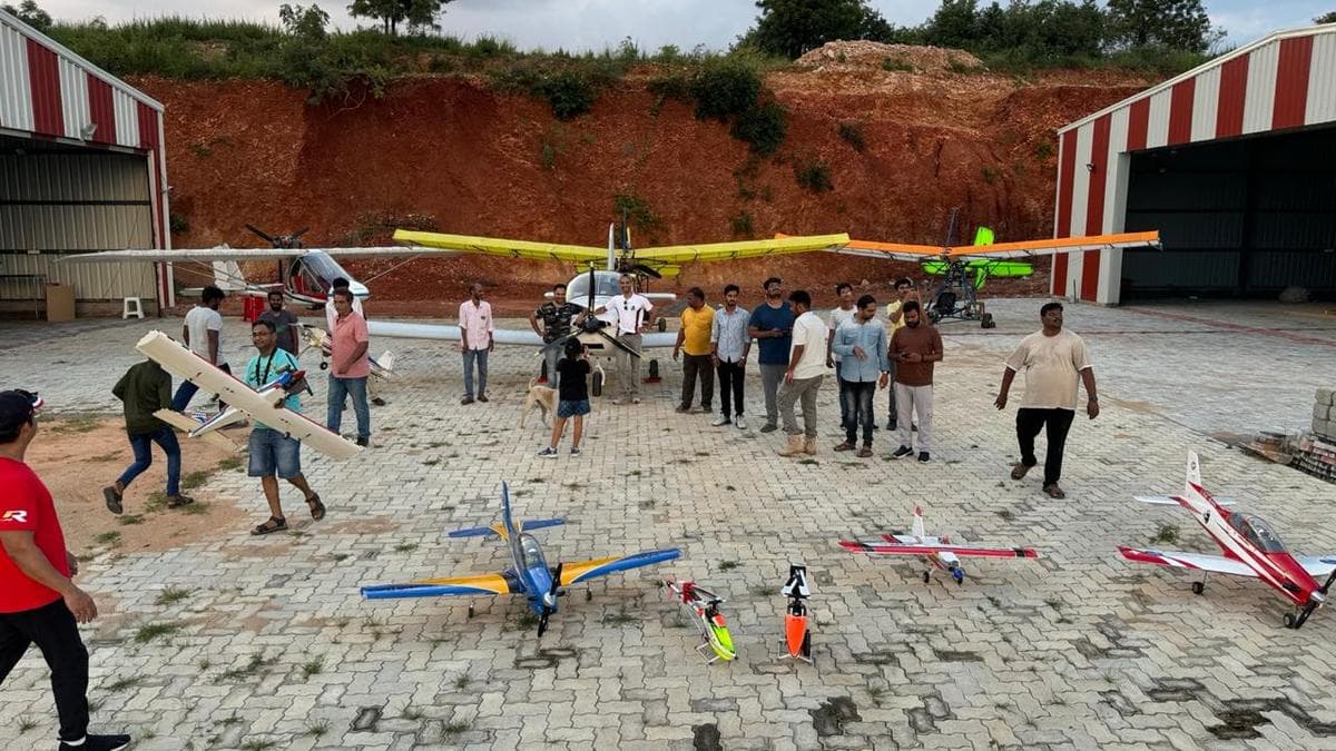 At this aerofarm near Hyderabad, microlight aircraft and drones take flight